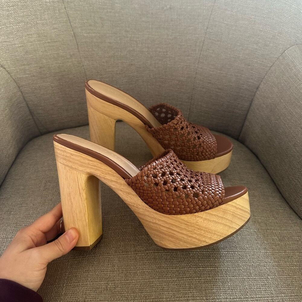Veronica Beard Guadalupe Woven Leather Platforms NEW